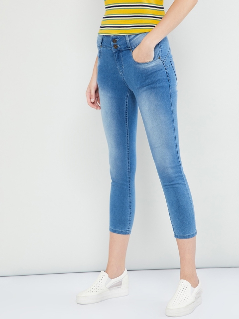 

max Women Blue Skinny Fit Mid-Rise Clean Look Jeans
