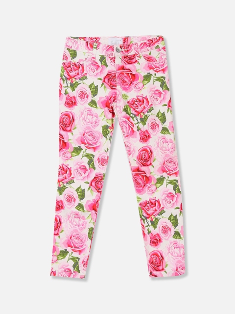 The Childrens Place Girls Pink Floral Printed Jeggings