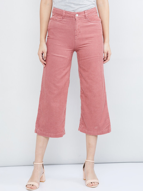 

max Women Pink Flared Solid Culottes