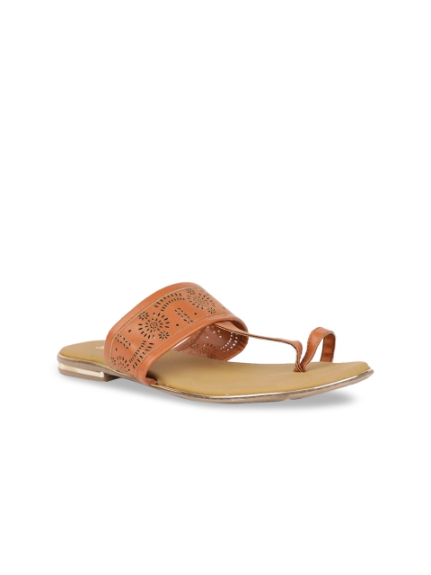 

Bata Women Brown Textured PU One Toe Flats
