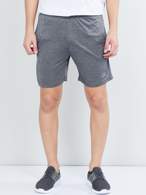 

max Men Grey Melange Solid Regular Shorts