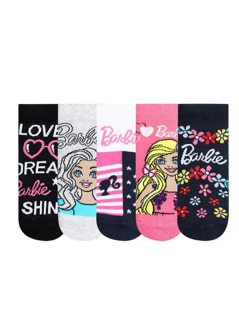 

Bonjour Girls Pack of 5 Assorted Ankle-Length Barbie Socks