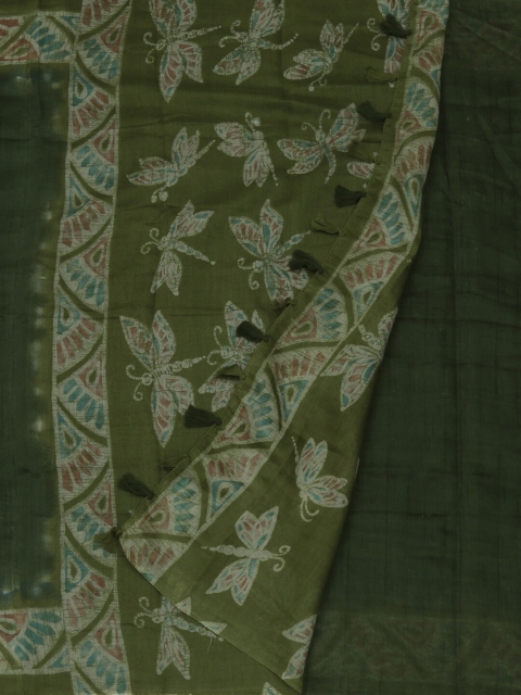 

Pothys Green & Off-White Jute Silk Woven Design Saree