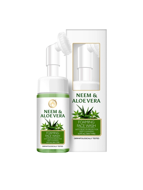 

Mom & World Neem & Aloe Vera Foaming Face Wash with Built-In Brush 120ml, White