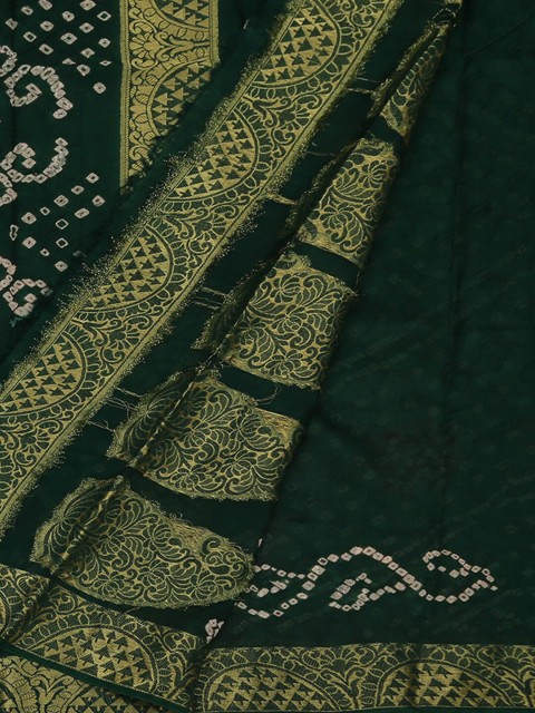 

Pothys Green & White Art Silk Printed Bandhani Saree