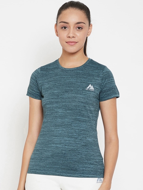 

AGIL ATHLETICA Women Green Solid Round Neck T-shirt