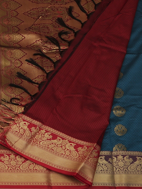 

Pothys Blue & Gold-Toned Art Silk Woven Design Saree
