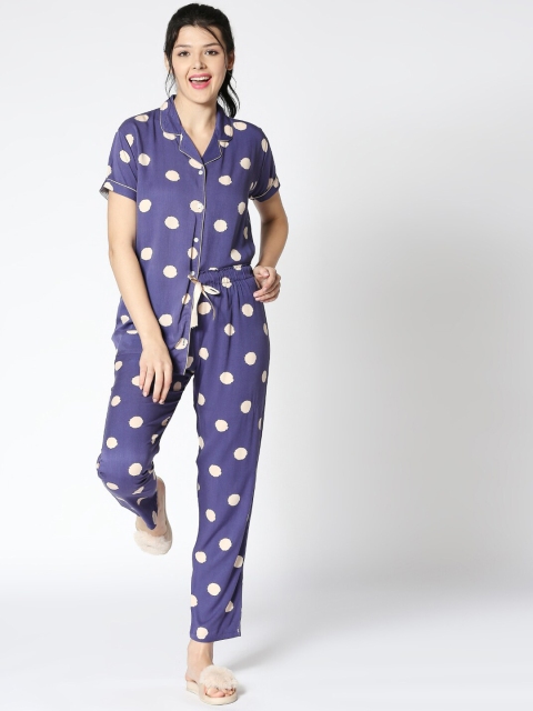 

I like me Women Blue Printed Night suit