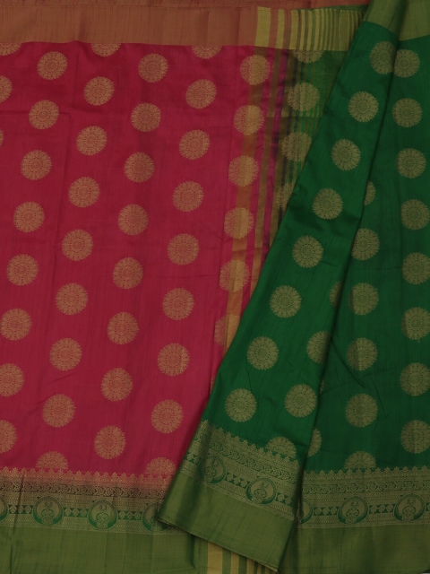 

Pothys Pink & Green Jute Silk Woven Design Saree