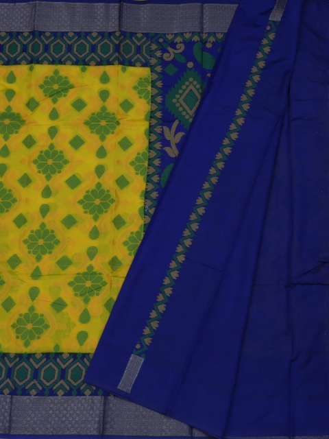 

Pothys Yellow & Navy Blue Jute Silk Woven Design Saree