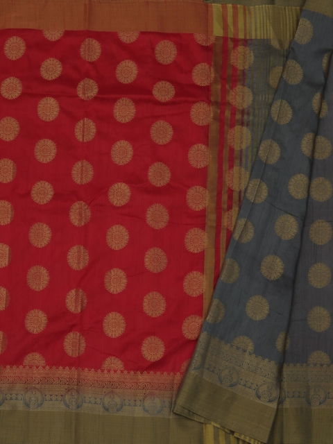 

Pothys Red Woven Design Jute Silk Saree