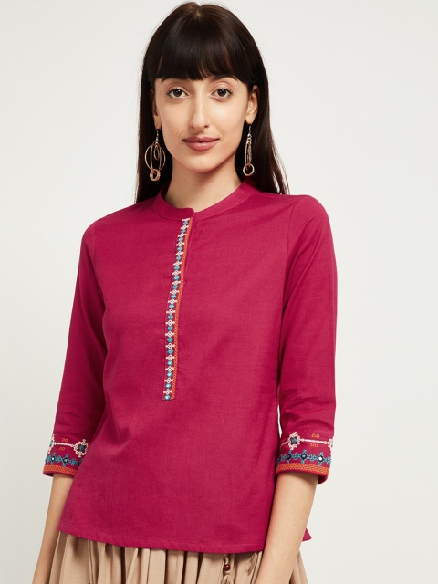 

max Women Pink Solid Shirt Style Top
