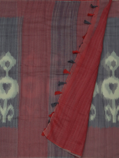 

Pothys Grey & Beige Linen Blend Checked Saree