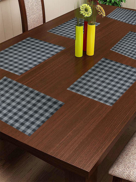

BIANCA Set of 6 Grey & Black Checked Table Placements