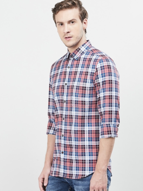 

max Men Red & Blue Regular Fit Checked Casual Shirt