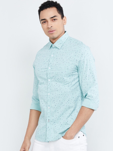 

max Men Turquoise Blue Regular Fit Printed Casual Shirt