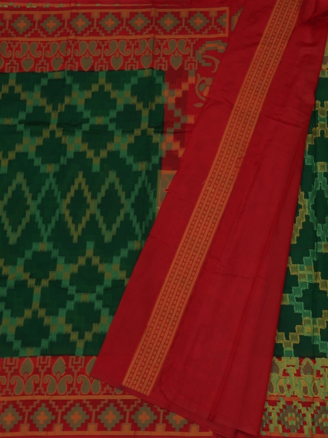 

Pothys Green & Red Jute Silk Printed Saree