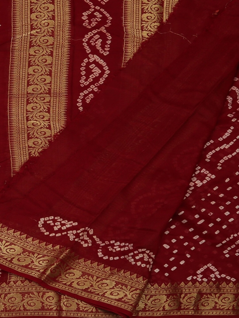 

Pothys Maroon Art Silk Dyed Bandhani Saree
