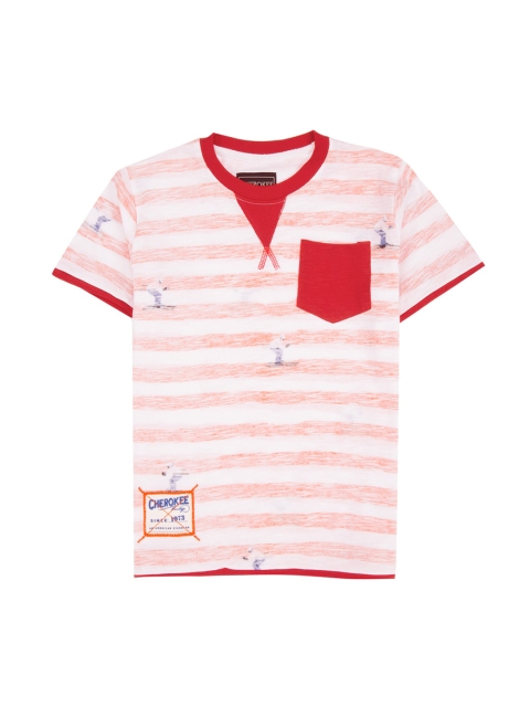 

Cherokee Boys White & Red Striped Round Neck T-shirt