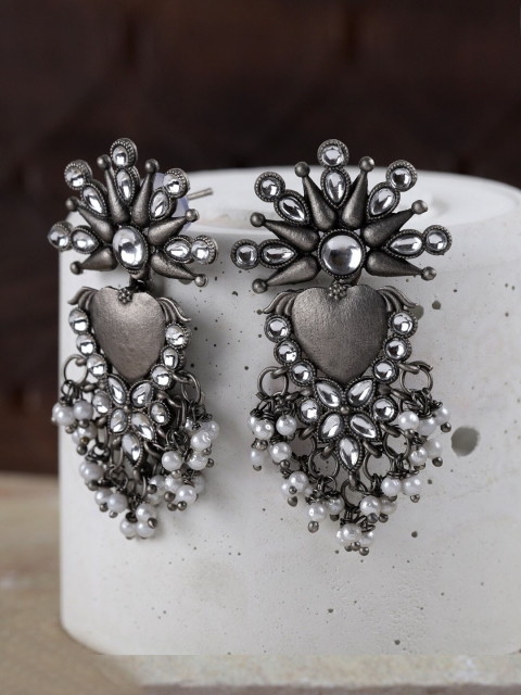 

Fabstreet Silver-Toned Classic Drop Earrings