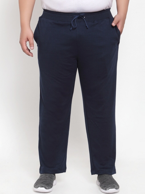

plusS Men Navy Blue Solid Straight Fit Track Pants