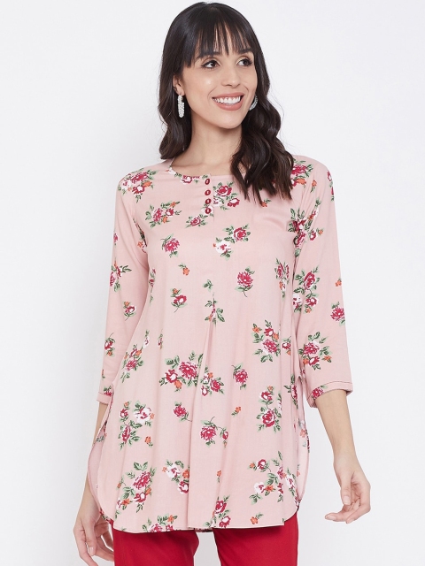 

Tissu Pink & Maroon Floral Printed Kurti