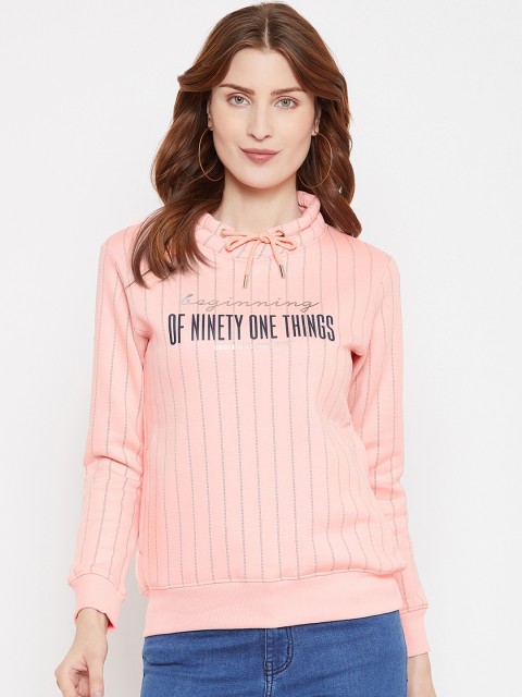 

Octave Women Peach-Coloured Striped Sweatshirt