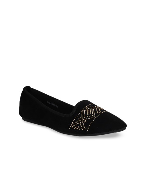 

Bata Women Black Textured PU Ballerinas