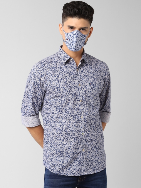 

Peter England Men Navy Blue White Slim Fit Printed Casual Shirt