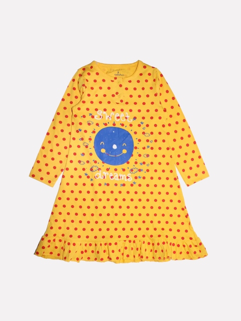

KiddoPanti Girls Yellow & Red Printed A-Line Dress