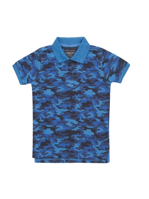

Cherokee Boys Blue Camouflage Printed Polo Collar T-shirt