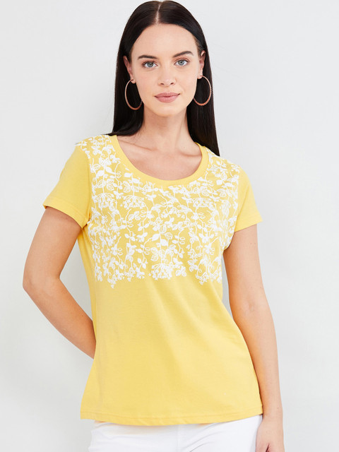 

max Women Yellow Floral Printed Top