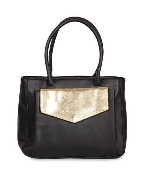 

Sugarush Black & Gold-Toned Solid Handheld Bag