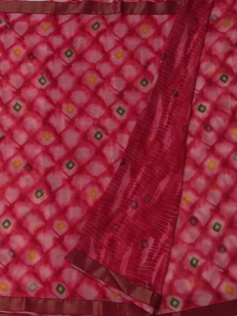 

Pothys Pink Checked Poly Georgette Saree