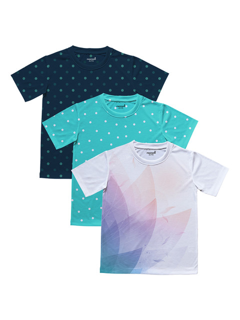

mezmoda Girls Pack Of 3 Printed Round Neck T-shirt, White