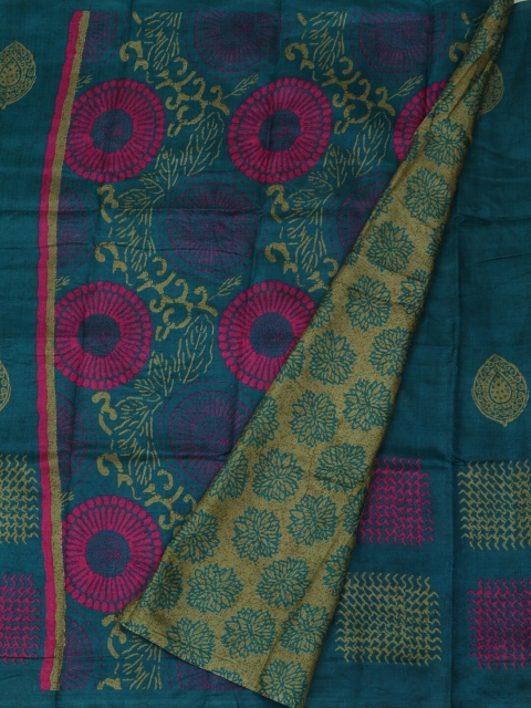 

Pothys Blue Printed Jute Silk Saree