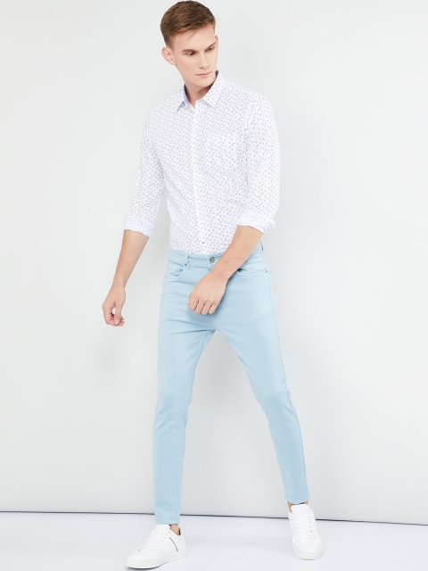 

max Men White Slim Fit Printed Casual Shirt
