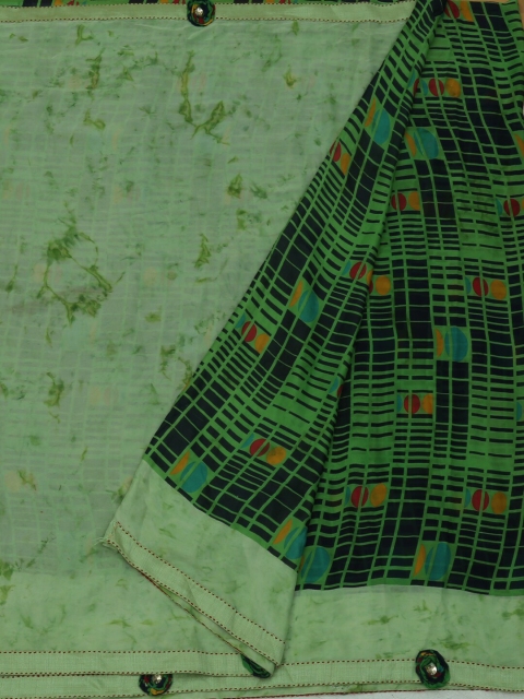 

Pothys Green Checked Poly Georgette Saree
