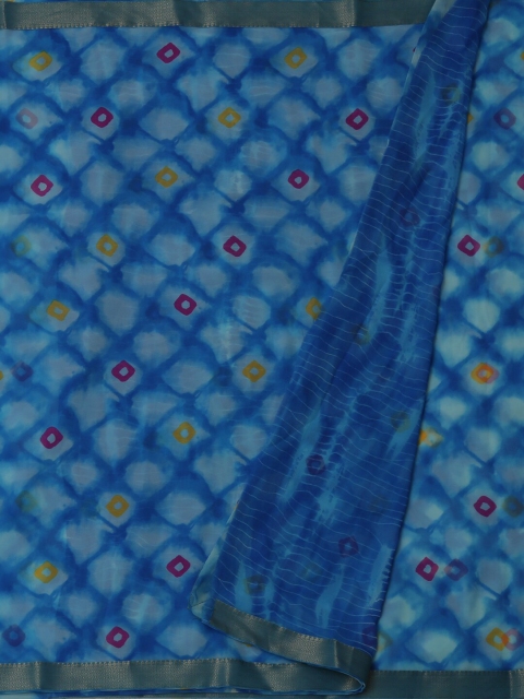 

Pothys Blue & Yellow Poly Georgette Printed Saree
