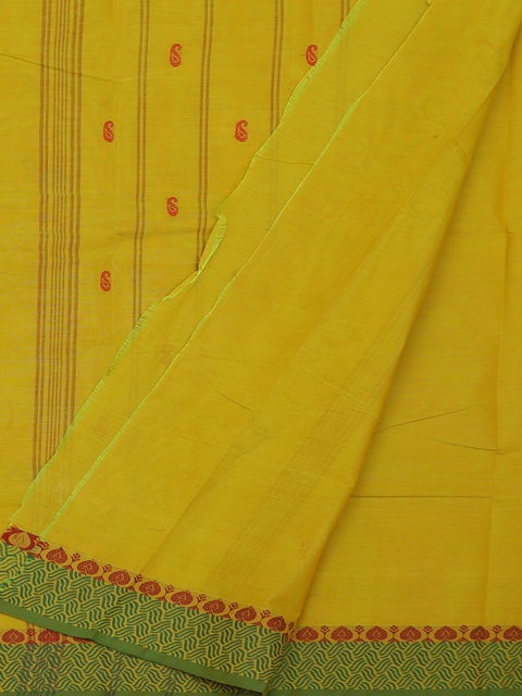 

Pothys Yellow & Green Pure Cotton Woven Design Saree