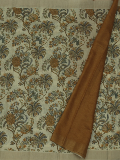 

Pothys Cream-Coloured Printed Linen Blend Saree