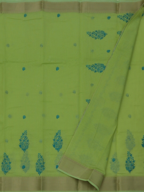 

Pothys Green & Blue Pure Cotton Embroidered Saree