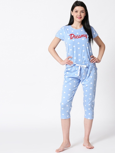 

I like me Women Blue Printed Night suit