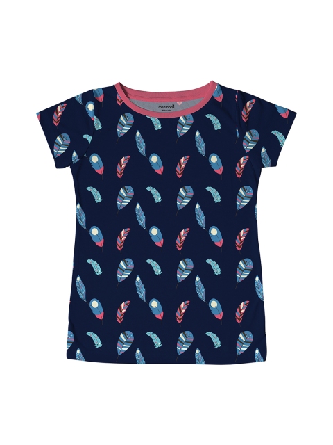 

mezmoda Girls Blue Printed Round Neck T-shirt