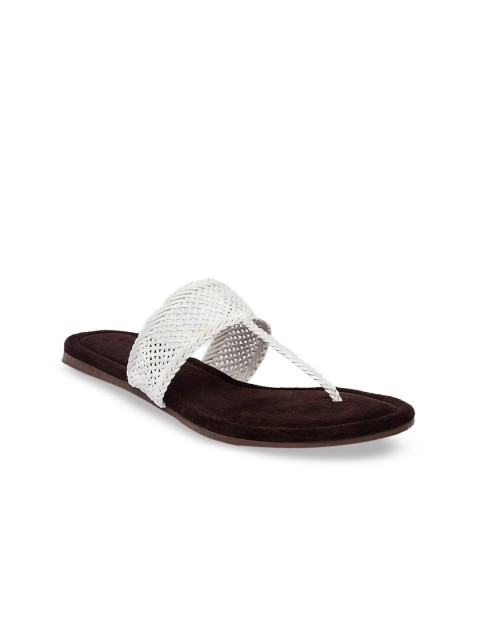 

Inc 5 Women White Textured T-Strap Flats