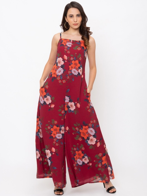 

Iti Women Maroon Printed Basic Jumpsuit