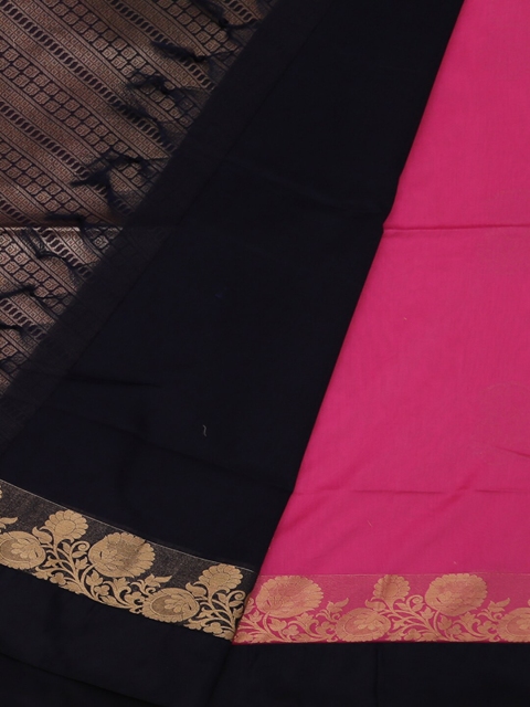 

Pothys Pink & Black Silk Cotton Woven Design Saree