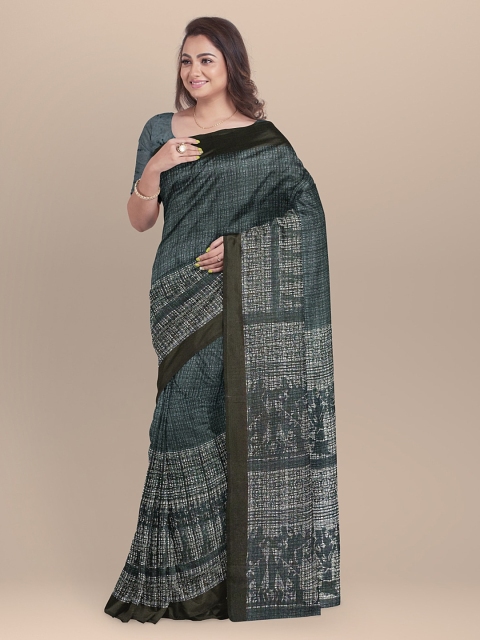 

BharatSthali Grey Printed Handloom Pure Cotton Saree