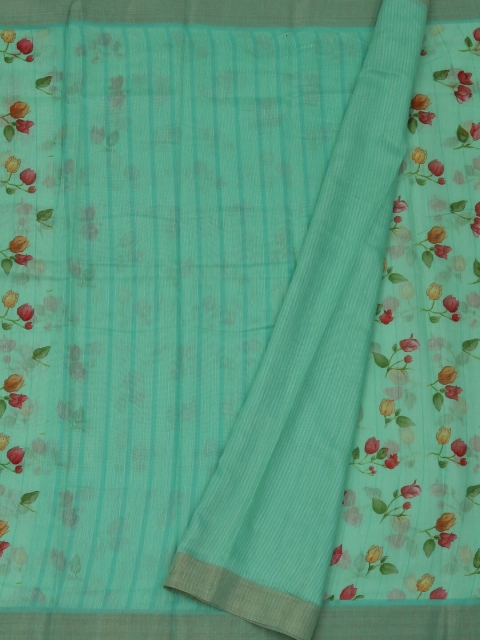 

Pothys Green Printed Linen Blend Saree