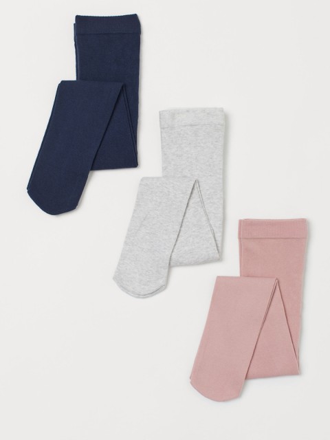 

H&M Girls Multicoloured 3-Pack Fine-Knit Tights, Multi